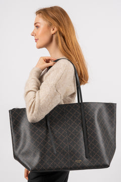 Abi Printed Tote Bag - Dark Chocolate