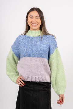 Winnie Ls Knit O-Neck - Ultramarine Mix