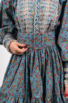 Poplin Mini Dress - Blue Garden