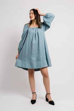Alma Linen Dress - Dusty Teal