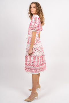 Logan Midi Dress Embrodery - Pink