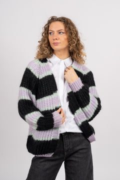 Vera Knit Cardigan - Black/Lavender/Cream