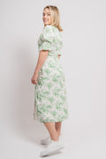 Paola Midi Dress - Creme Flower