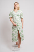 Paola Midi Dress - Creme Flower