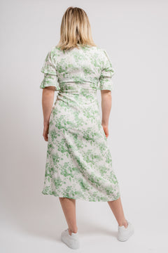 Paola Midi Dress - Creme Flower