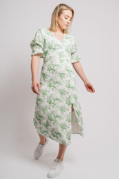 Paola Midi Dress - Creme Flower