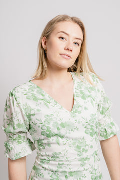 Paola Midi Dress - Creme Flower