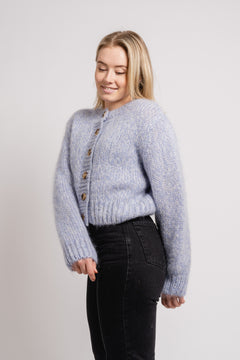 Suanne New Ls Knit Short Cardigan - Blue Heron