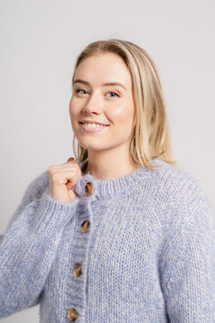 Suanne New Ls Knit Short Cardigan - Blue Heron