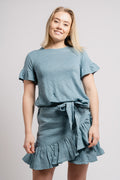 Lara Linen Tee - Dusty Teal
