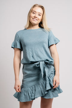 Lara Linen Tee - Dusty Teal