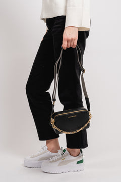 Jet Set Small Pebbled Leather Double Zip Camera Bag - Black
