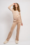 Del Ray Classic Velour Pant Pocket Gold Hw - Caramel