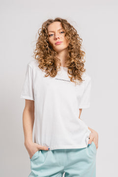 Terina Organic Small Logo Tee - White/Black