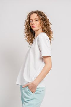 Terina Organic Small Logo Tee - White/Black