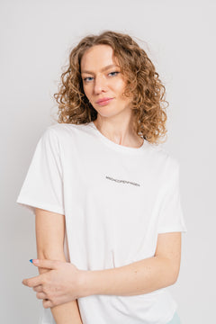 Terina Organic Small Logo Tee - White/Black