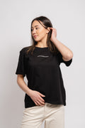 Terina Organic Small Logo Tee - Black/White