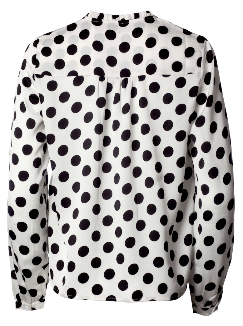 Big Dots Long Sleeve Blouse -White/Black - NA-KD - Bluser & Skjorter - VILLOID.no