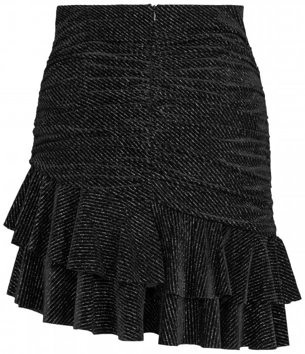 Striped Velvet Skirt - Black - MAUD - Skjørt - VILLOID.no
