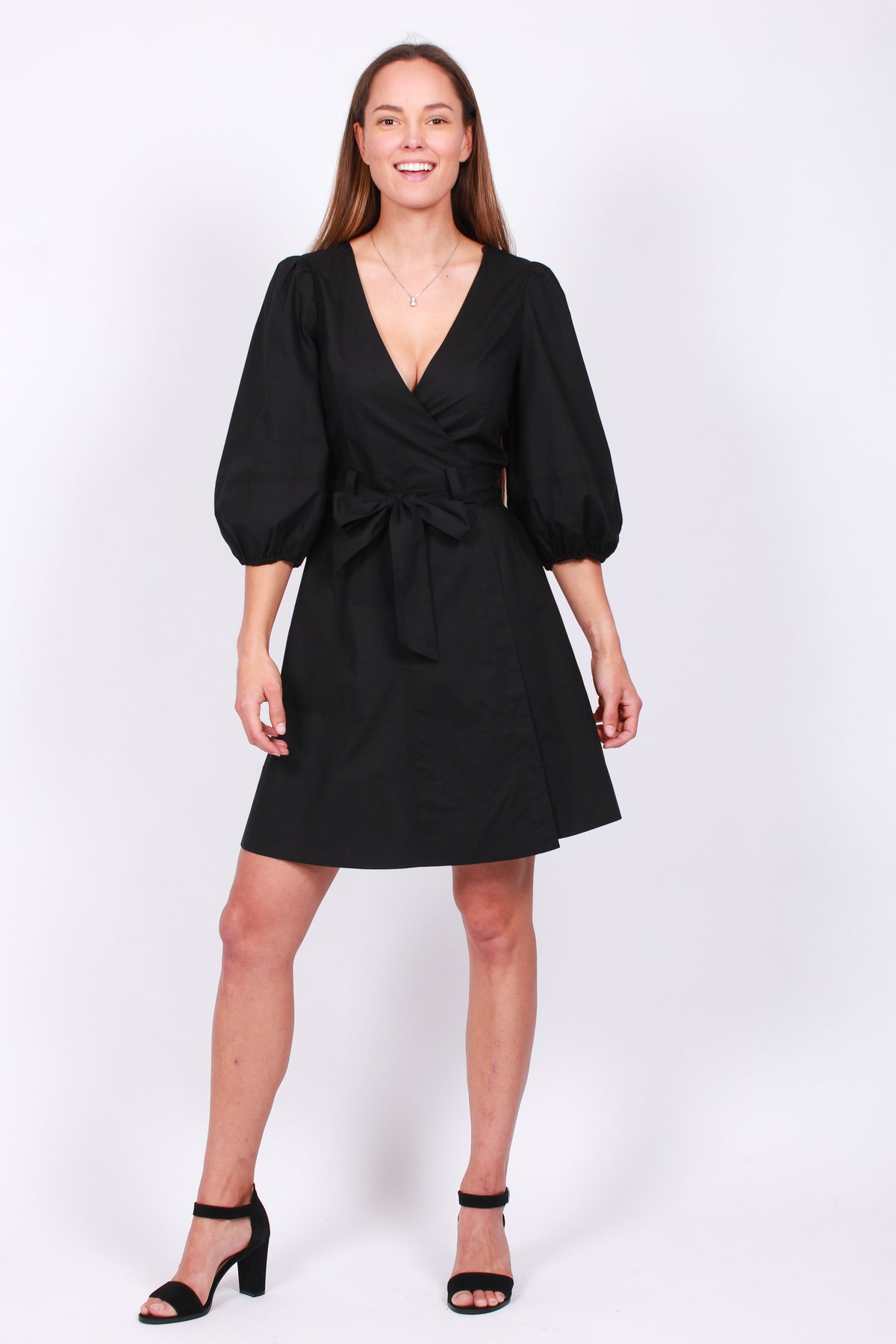 Phoebe Wrap Short Dress - Black - Second Female - Kjoler - VILLOID.no