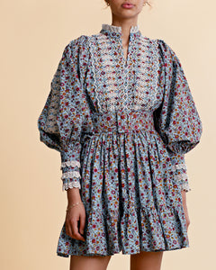 Poplin Mini Dress - Blue Garden