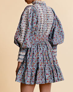 Poplin Mini Dress - Blue Garden
