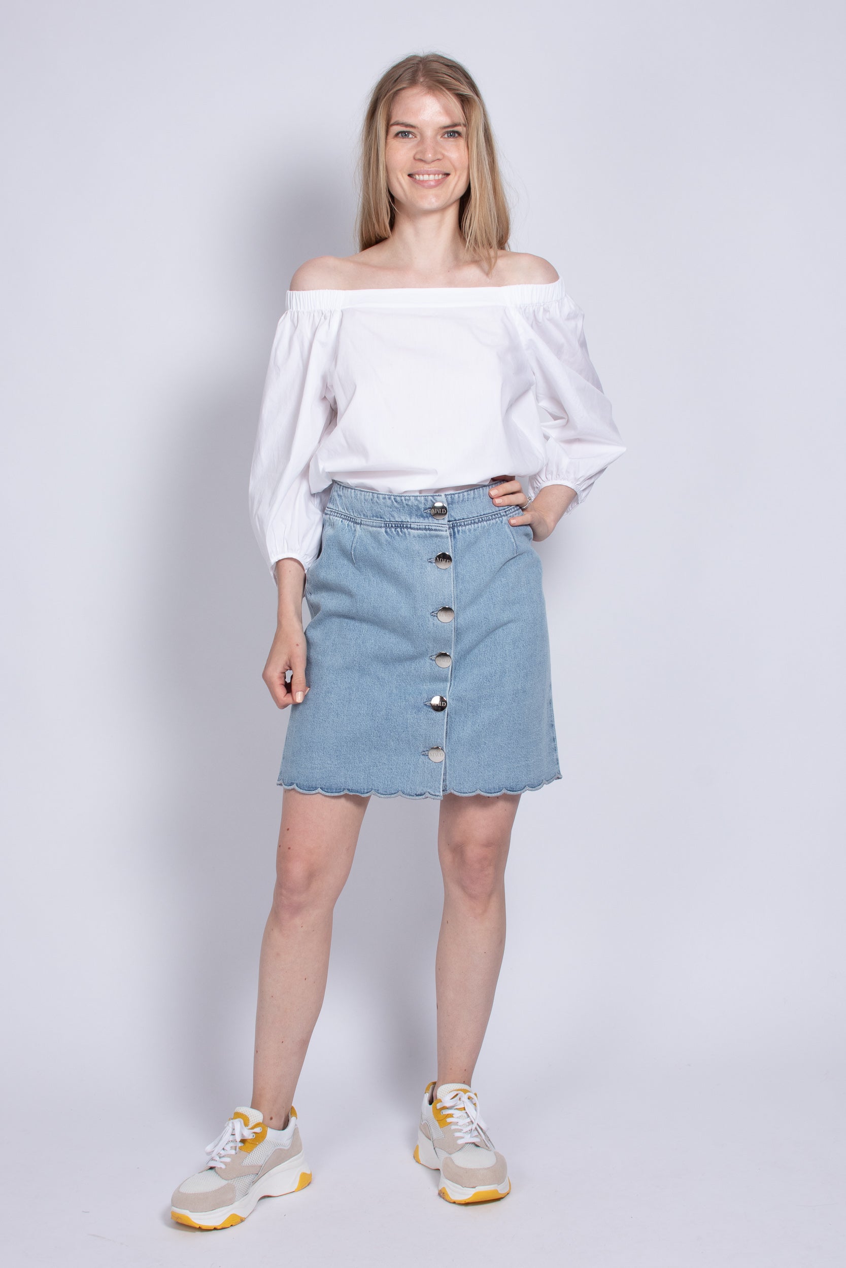 Jeans Button Skirt - Xenon Blue - MAUD - Skjørt - VILLOID.no