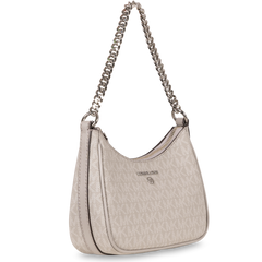 Jet Set Charm Small Logo Shoulder Bag - Pearl Grey