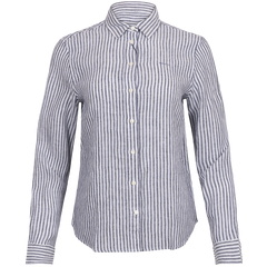 Reg Linen Stripe Shirt - Evening Blue