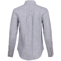 Reg Linen Stripe Shirt - Evening Blue