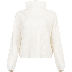 Florie Cotton Zip Knit - Snow White