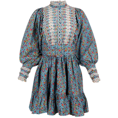Poplin Mini Dress - Blue Garden