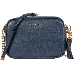 Jet Set Medium Pebbled Leather Crossbody Bag - Navy