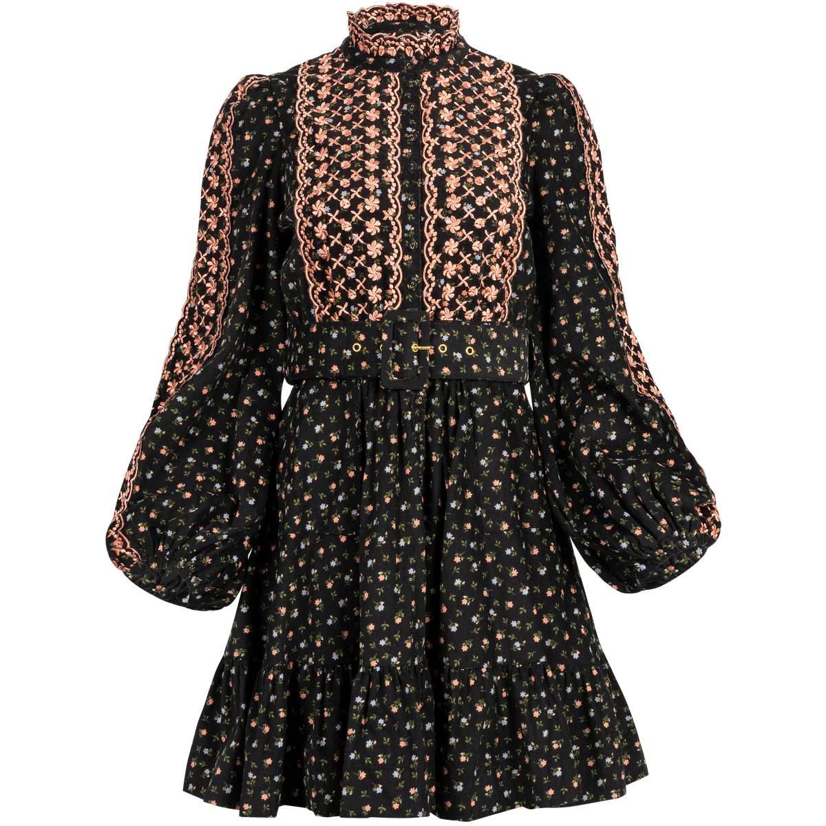 Baby Cord Shirt Dress - Dark Blossom