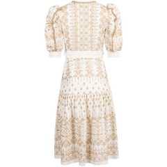 Logan Midi Dress Embrodery - Gold