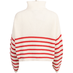 Florie Cotton Zip Knit - Red Stripe