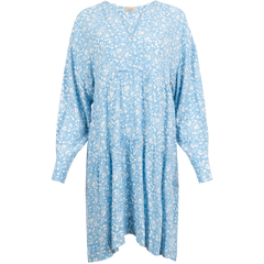 Bomba Short Dress - Blue W. White Flower Print