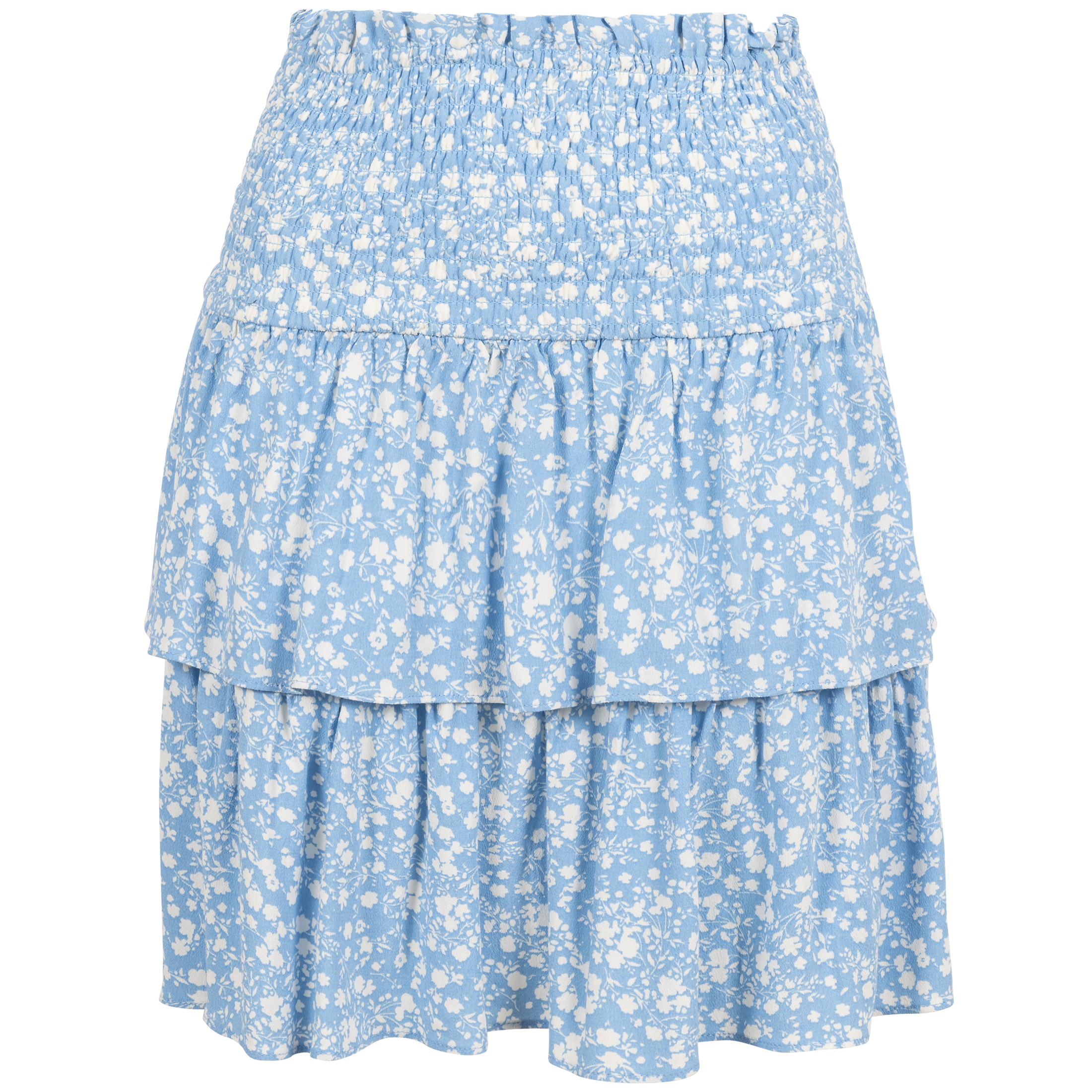 Bomba Smock Skirt - Blue W. White Flower Print