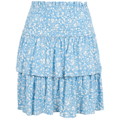 Bomba Smock Skirt - Blue W. White Flower Print