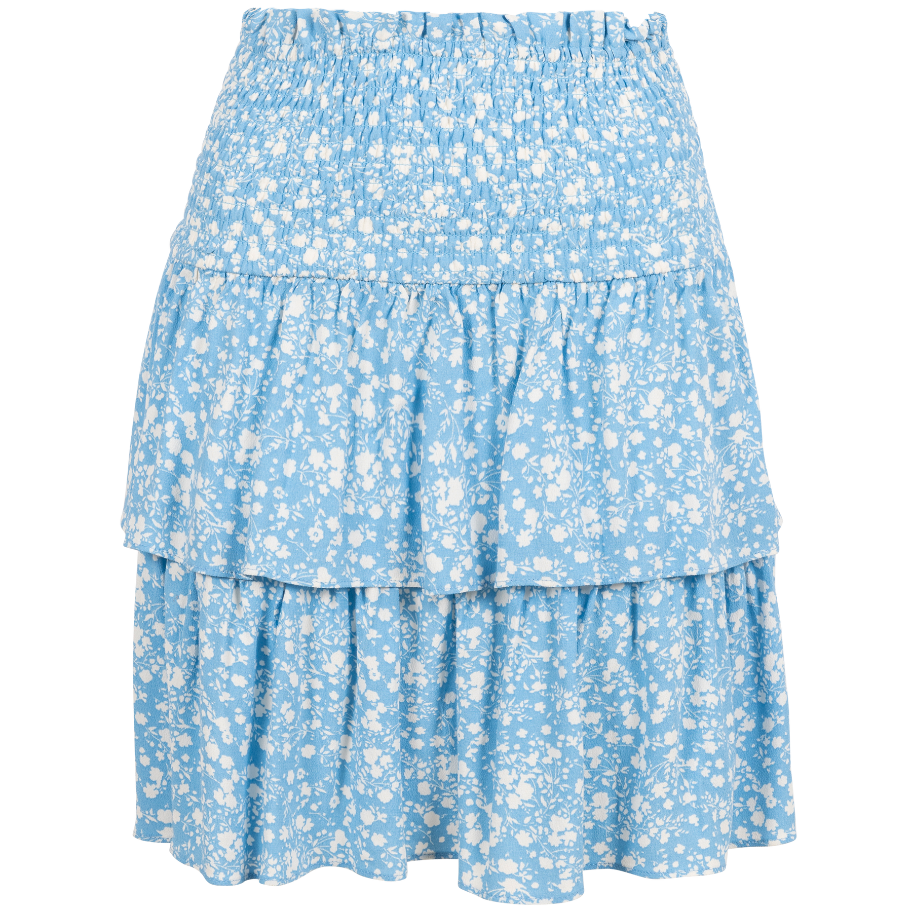 Bomba Smock Skirt - Blue W. White Flower Print