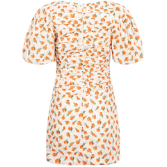 Sandrine Print Puff Dress - Mandarin Flower Print
