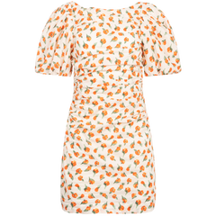 Sandrine Print Puff Dress - Mandarin Flower Print