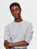 Lulu LS Knit O-Neck - Light Grey Melange