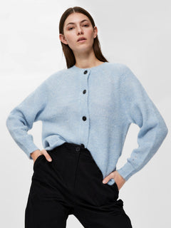 Lulu LS Knit Short Cardigan - Cashmere Blue Melange