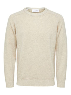 New Coban Lambs Wool Crew - Kelp Bone White