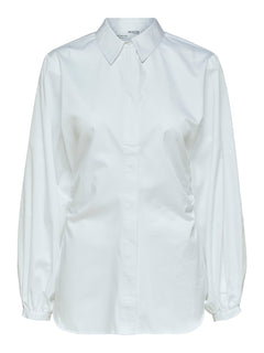 Silvie Ls Ruched Shirt - Snow White