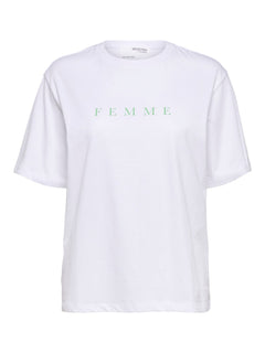 Vilja SS Printed Tee - Bright White Ab Green