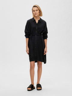 Viva-Tonia Long Linen Shirt - Black
