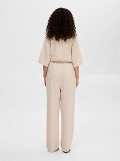 Viva 2/4 Long Linen Jumpsuit - Sandshell