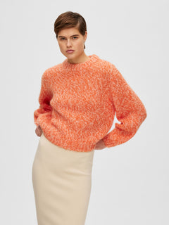 Suanne Ls Knit O-Neck - Orangeade